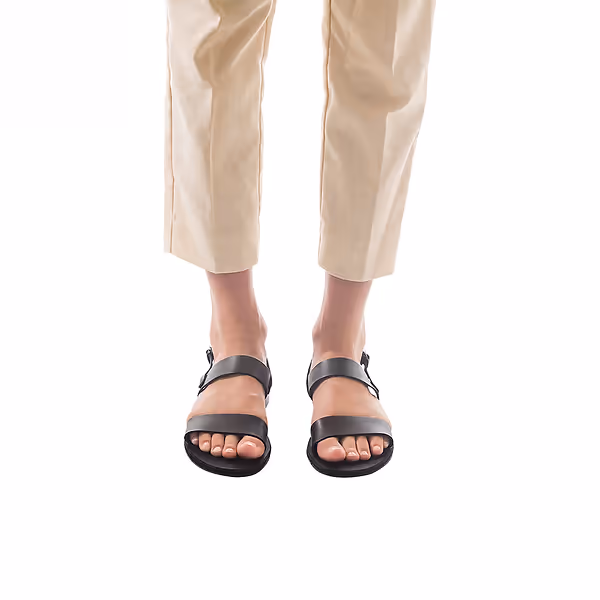Jerusalem Sandals Ziv (40) Women's Leather Double Strap Sandal Black