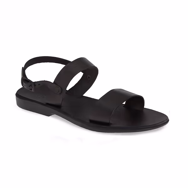 jerusalem sandals Ziv (40) Women's Leather Double Strap Sandal Black