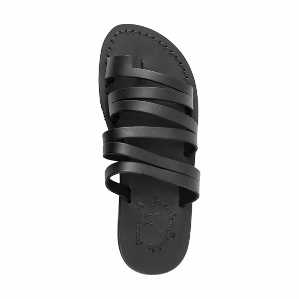 Jerusalem Sandals Zoey (39) Women's Leather Cross Strap Sandal Black