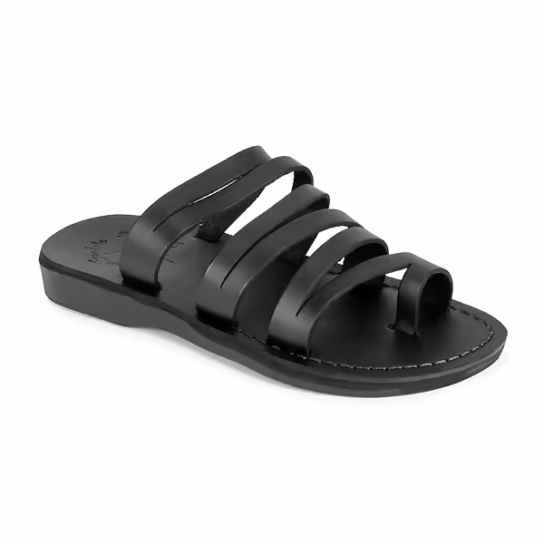 jerusalem sandals Zoey (39) Women's Leather Cross Strap Sandal Black