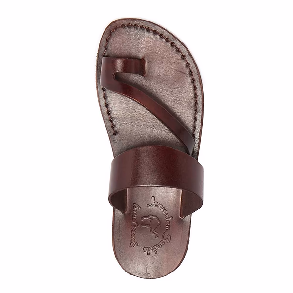 Jerusalem Sandals Zohar (37) Women's Leather Toe Ring Sandal Brown