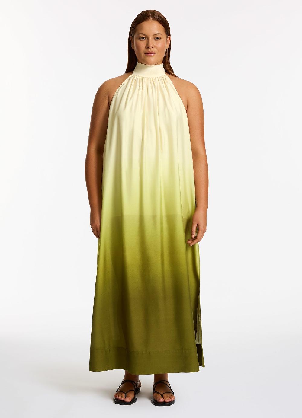 Jets Australia Acacia Haze Halter Maxi Dress - Eucalyptus