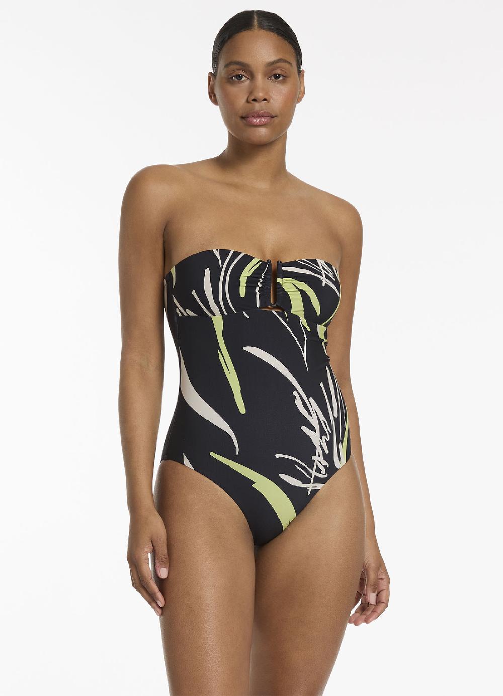 jets australia Catalina Moulded Bandeau One Piece - Black