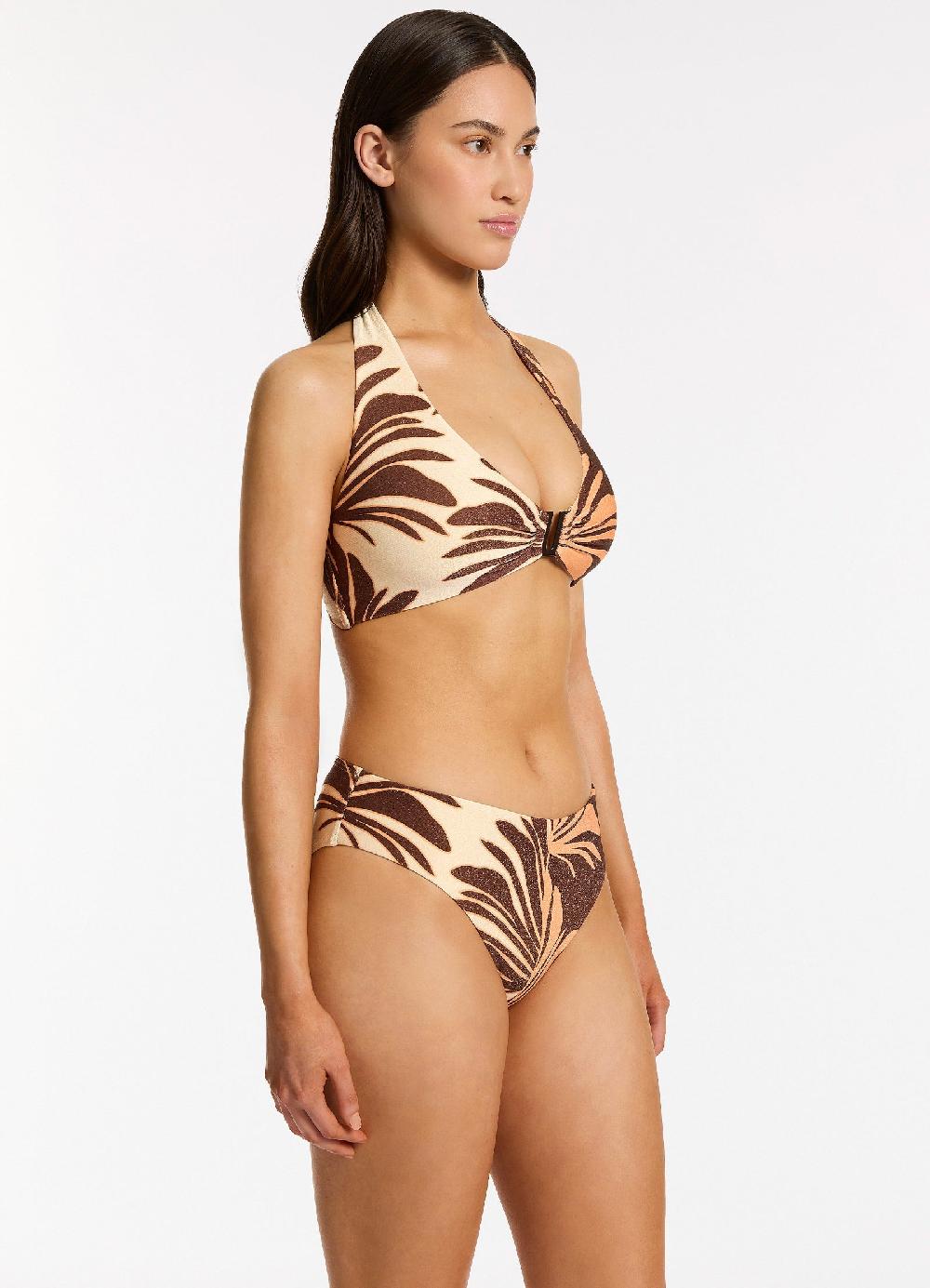 Jets Australia Dahlia Palm Halter Bikini Top - Chocolate