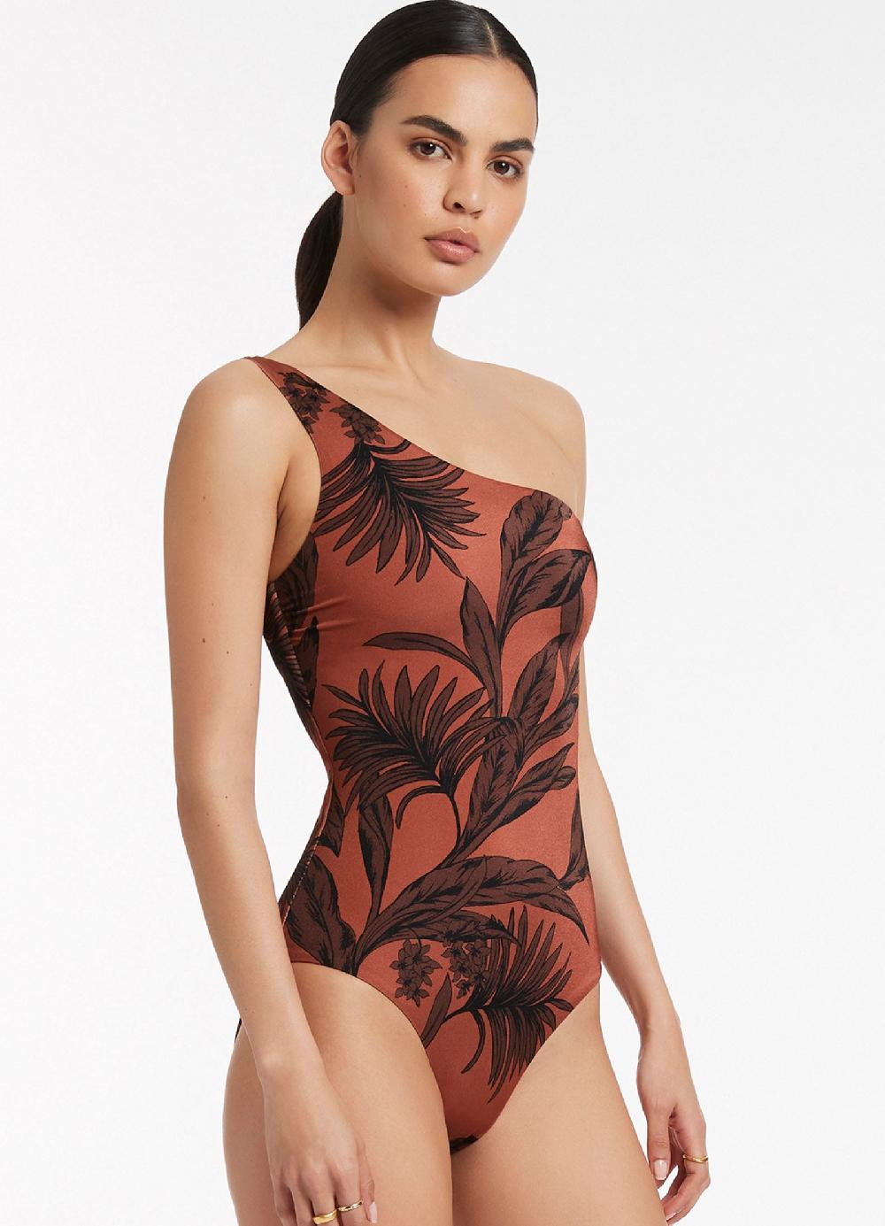 Jets Australia Desert Palm One Shoulder One Piece - Terracotta