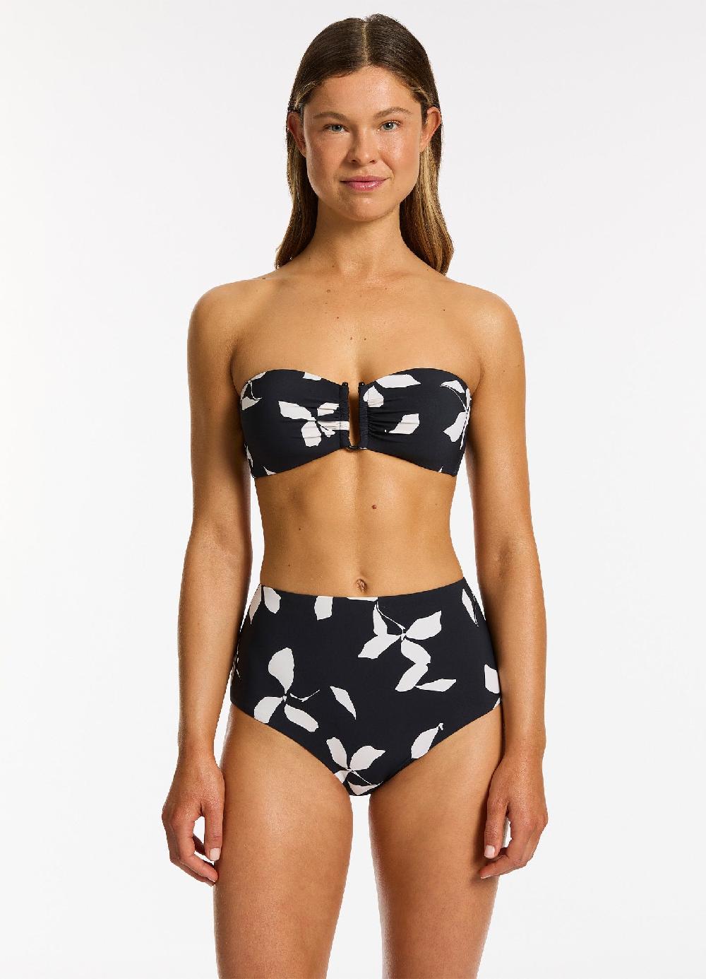 jets australia Elora Bloom Moulded Bandeau Bikini Top - Black