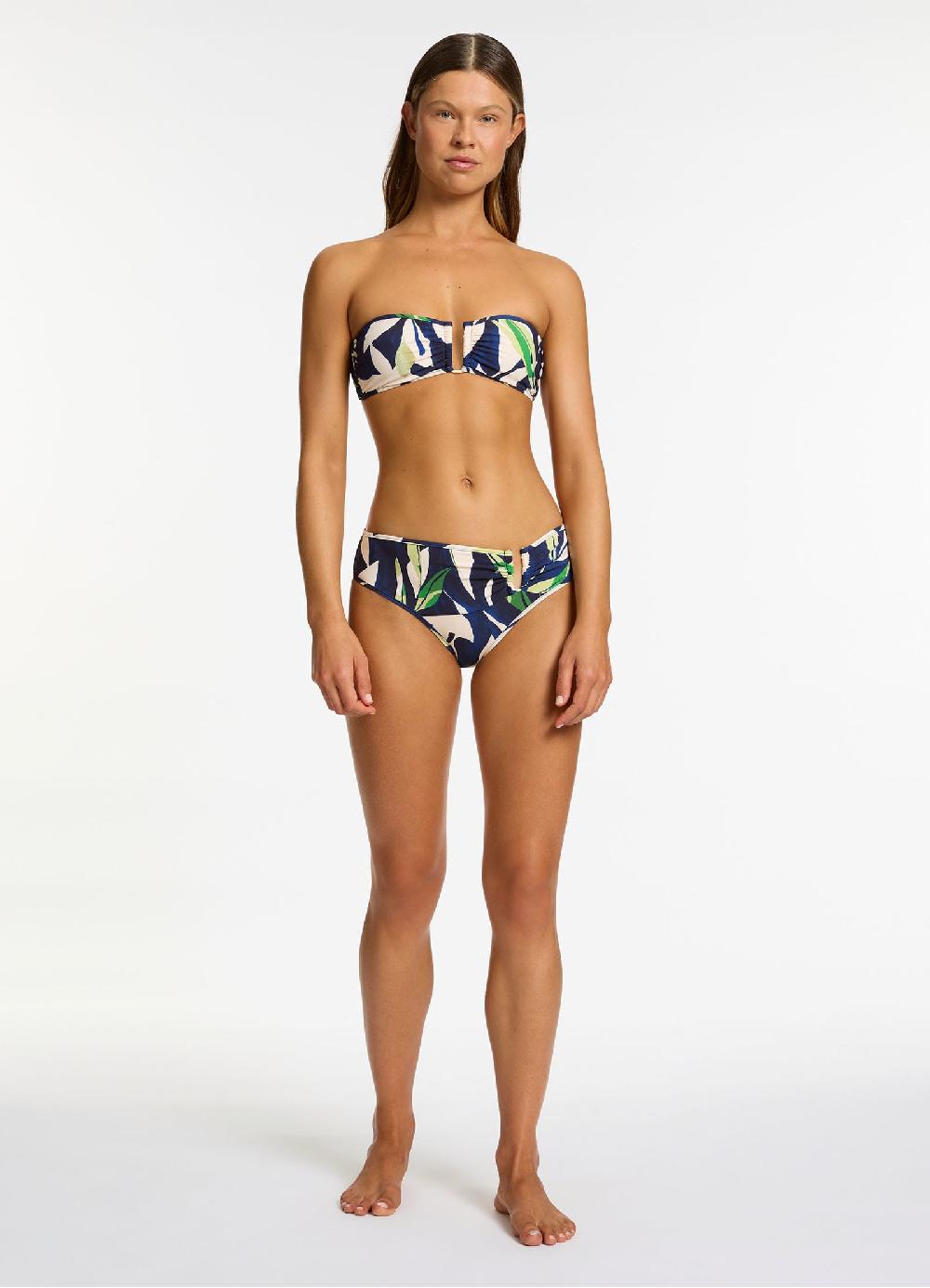 jets australia Fauna U Trim Mid Rise Bikini Bottom - Ink
