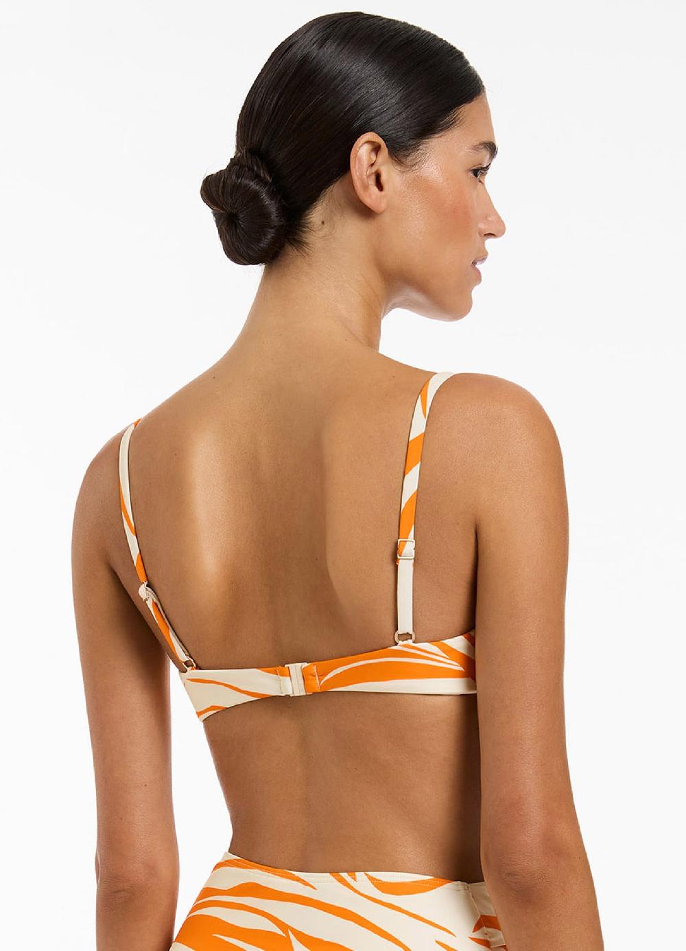 Jets Australia Fine Lines Gathered Balconette Bikini Top - Papaya