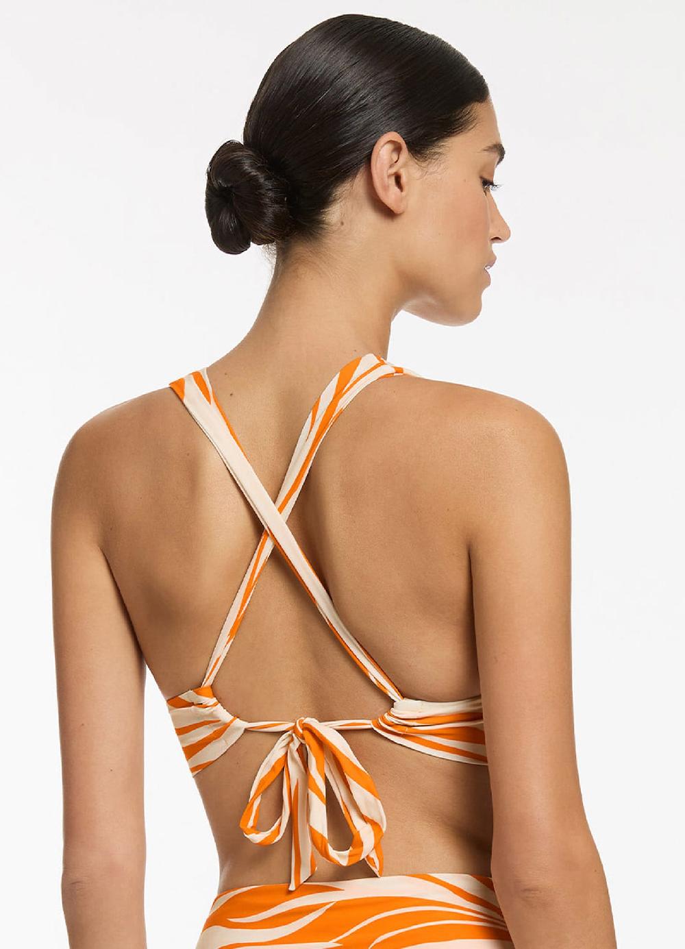 Jets Australia Fine Lines Soft Triangle Bikini Top - Papaya