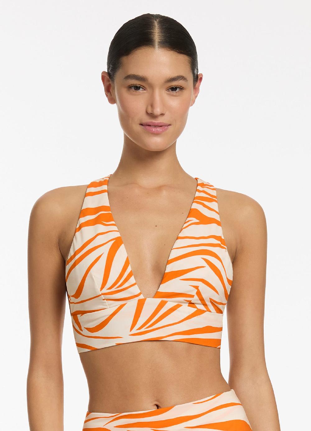 jets australia Fine Lines Soft Triangle Bikini Top - Papaya