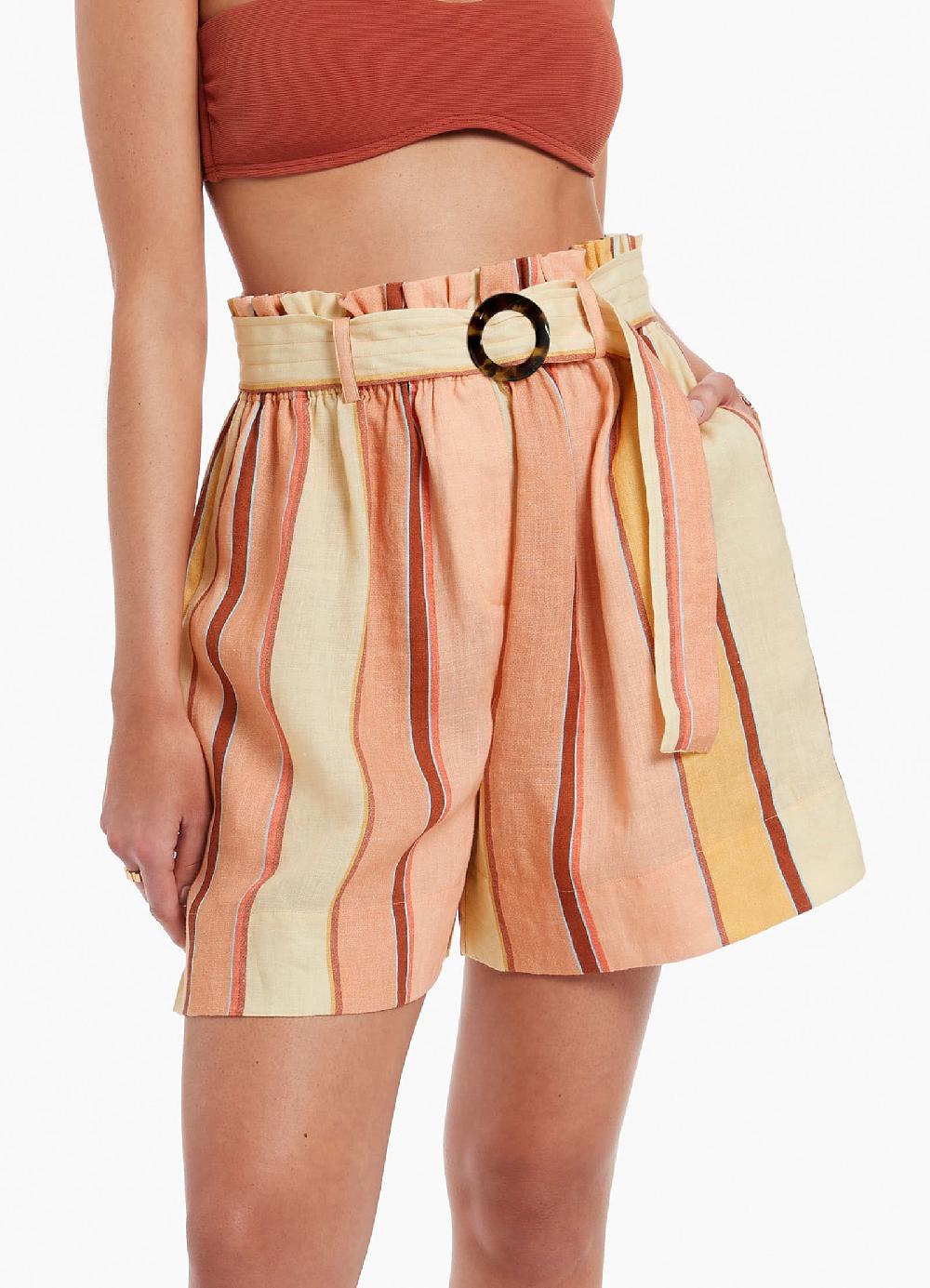 Jets Australia Fira Stripe High Waist Short - Marigold