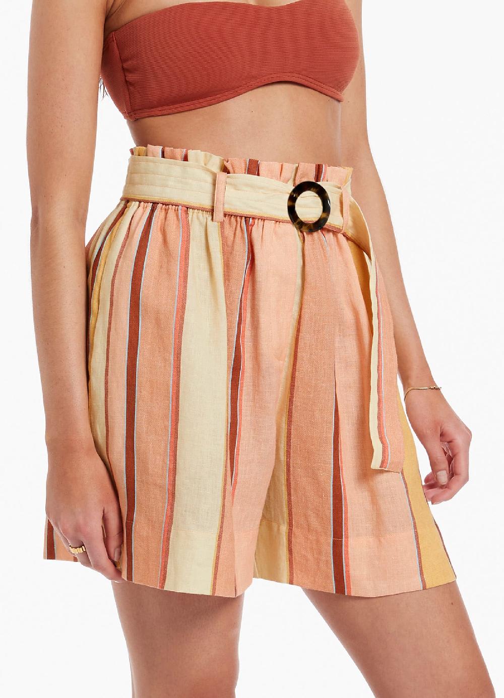 Jets Australia Fira Stripe High Waist Short - Marigold