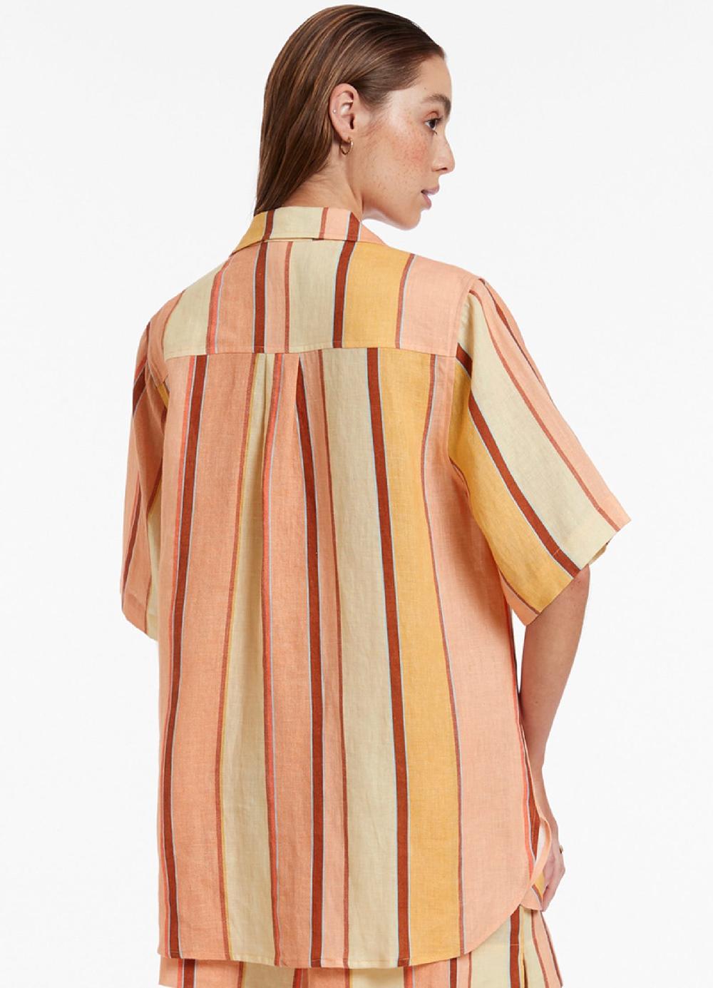 Jets Australia Fira Stripe Short Sleeve Shirt - Marigold