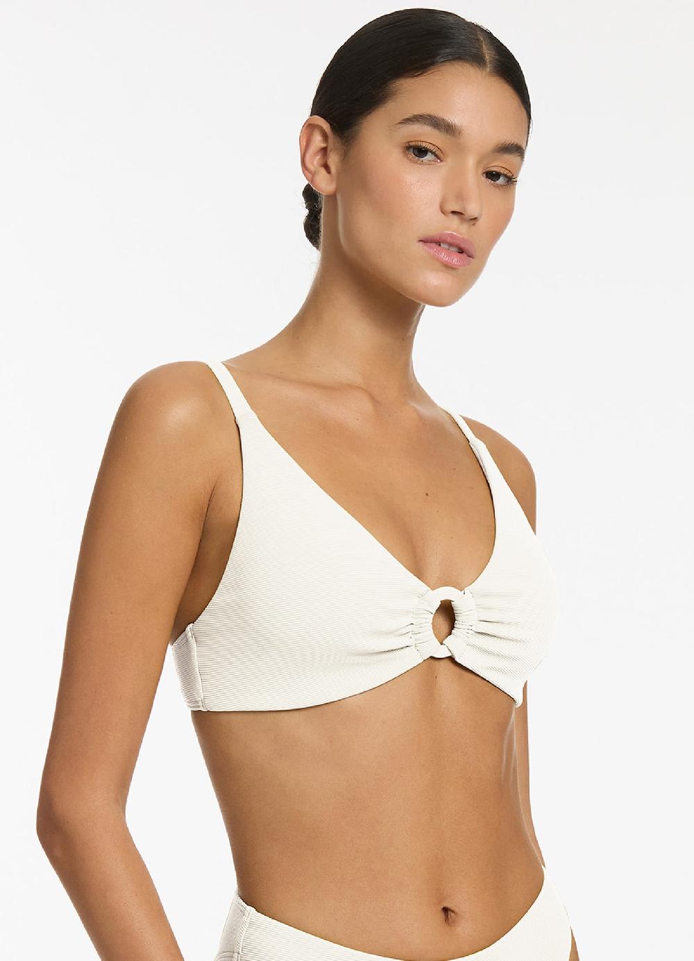 Jets Australia Isla Rib C-D Triangle Bikini Top - Cream