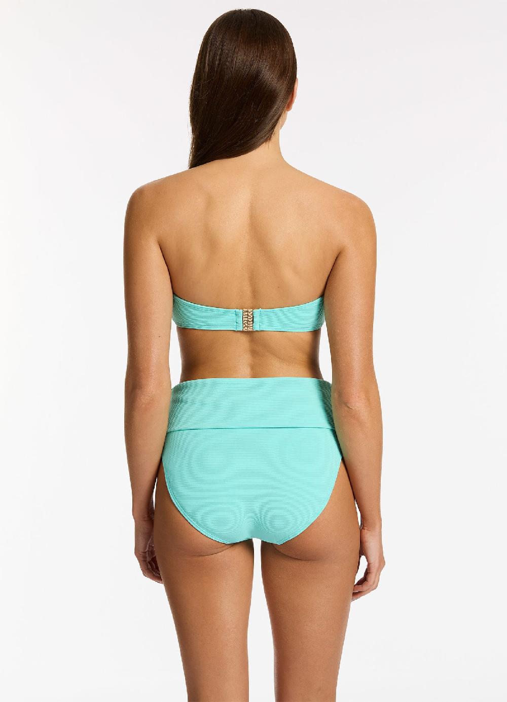 Jets Australia Isla Rib Fold Down High Waisted Bikini Bottom - Dolce