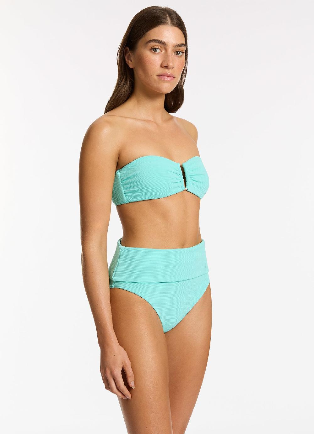 Jets Australia Isla Rib Fold Down High Waisted Bikini Bottom - Dolce