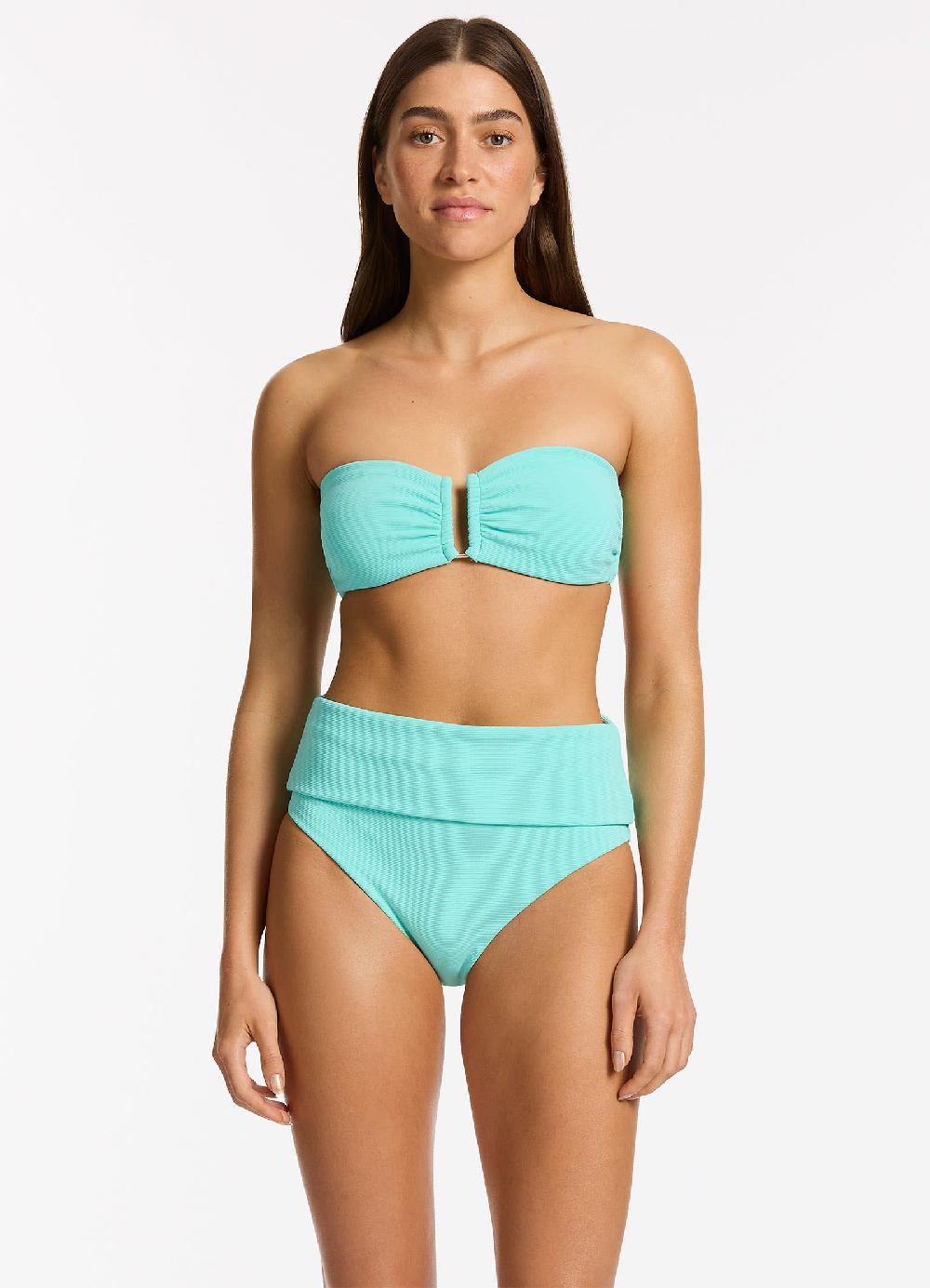 Jets Australia Isla Rib Fold Down High Waisted Bikini Bottom - Dolce