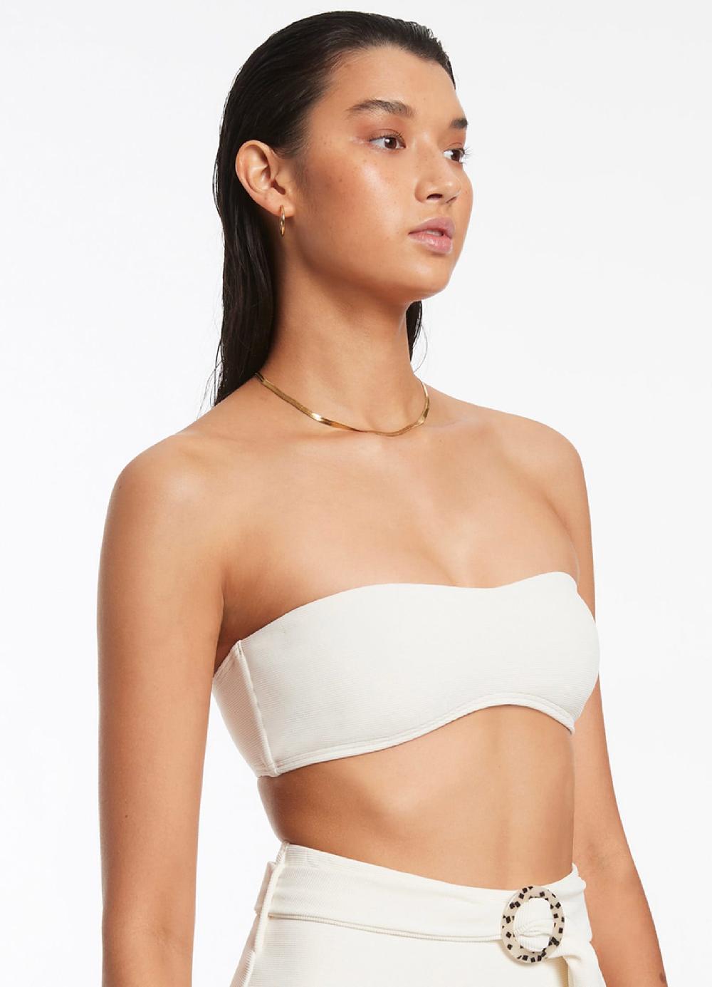 Jets Australia Isla Rib Minimal Bandeau Bikini Top - Cream