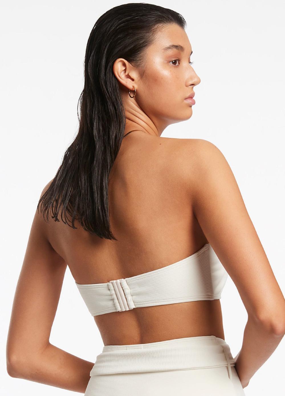 Jets Australia Isla Rib Minimal Bandeau Bikini Top - Cream