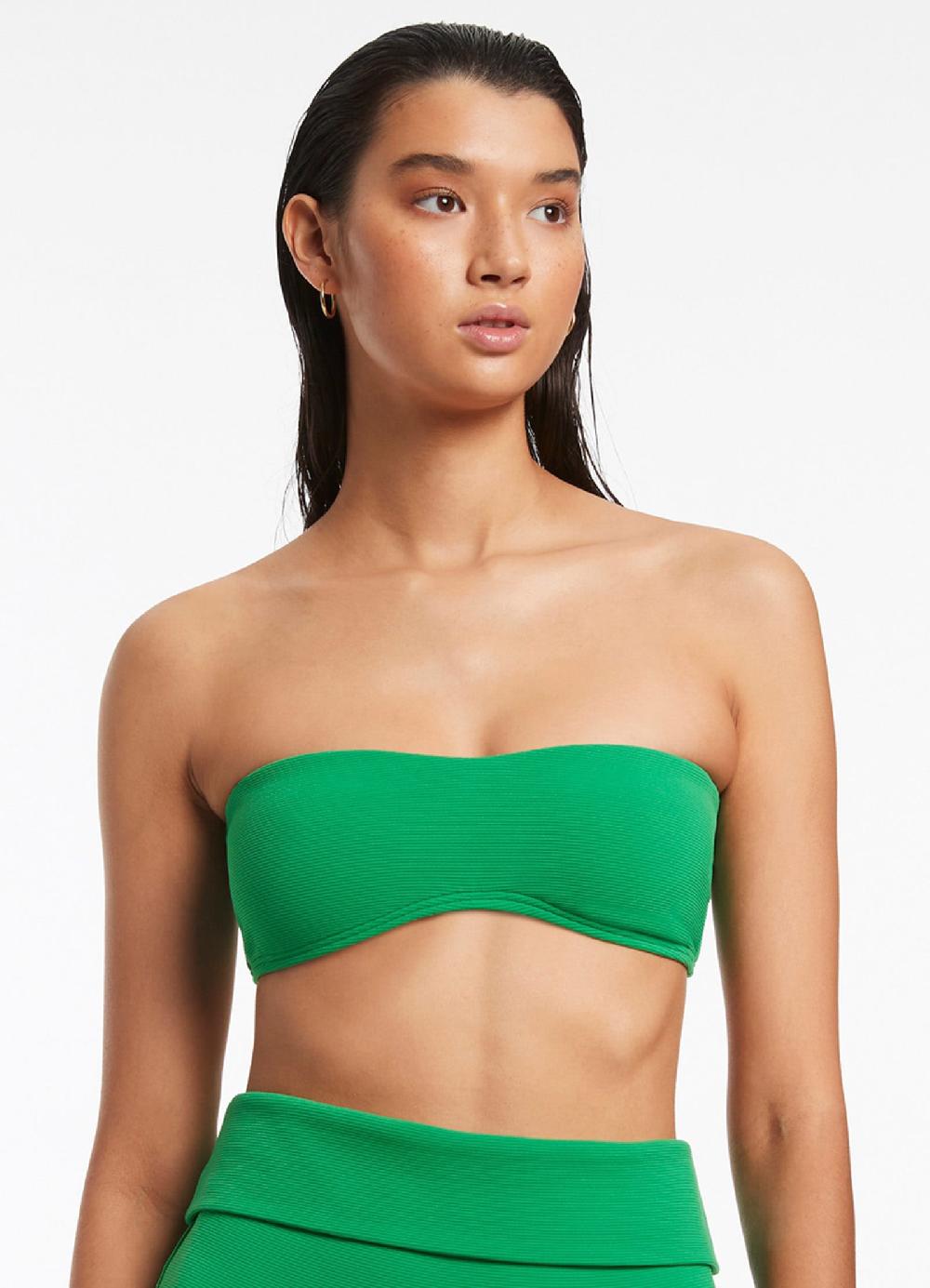 Jets Australia Isla Rib Minimal Bandeau Bikini Top - Green