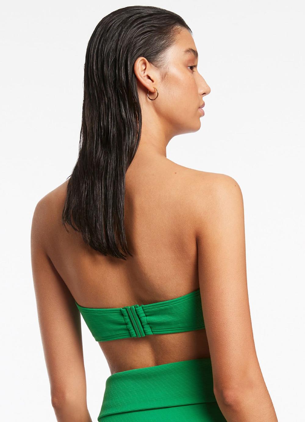 Jets Australia Isla Rib Minimal Bandeau Bikini Top - Green