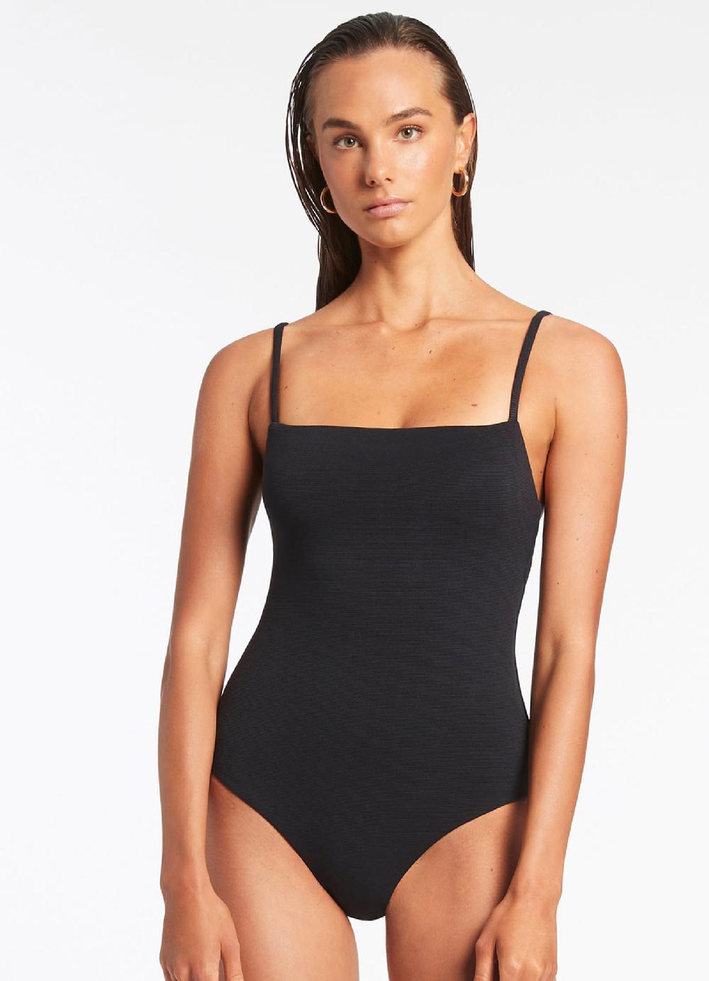 Jets Australia Isla Rib Minimal Tank One Piece - Black
