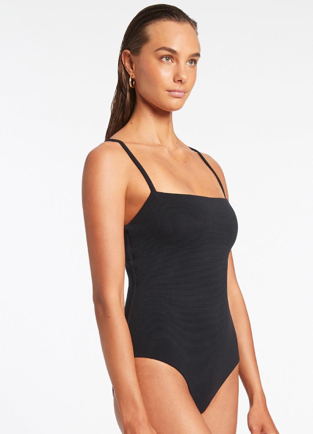 Jets Australia Isla Rib Minimal Tank One Piece - Black