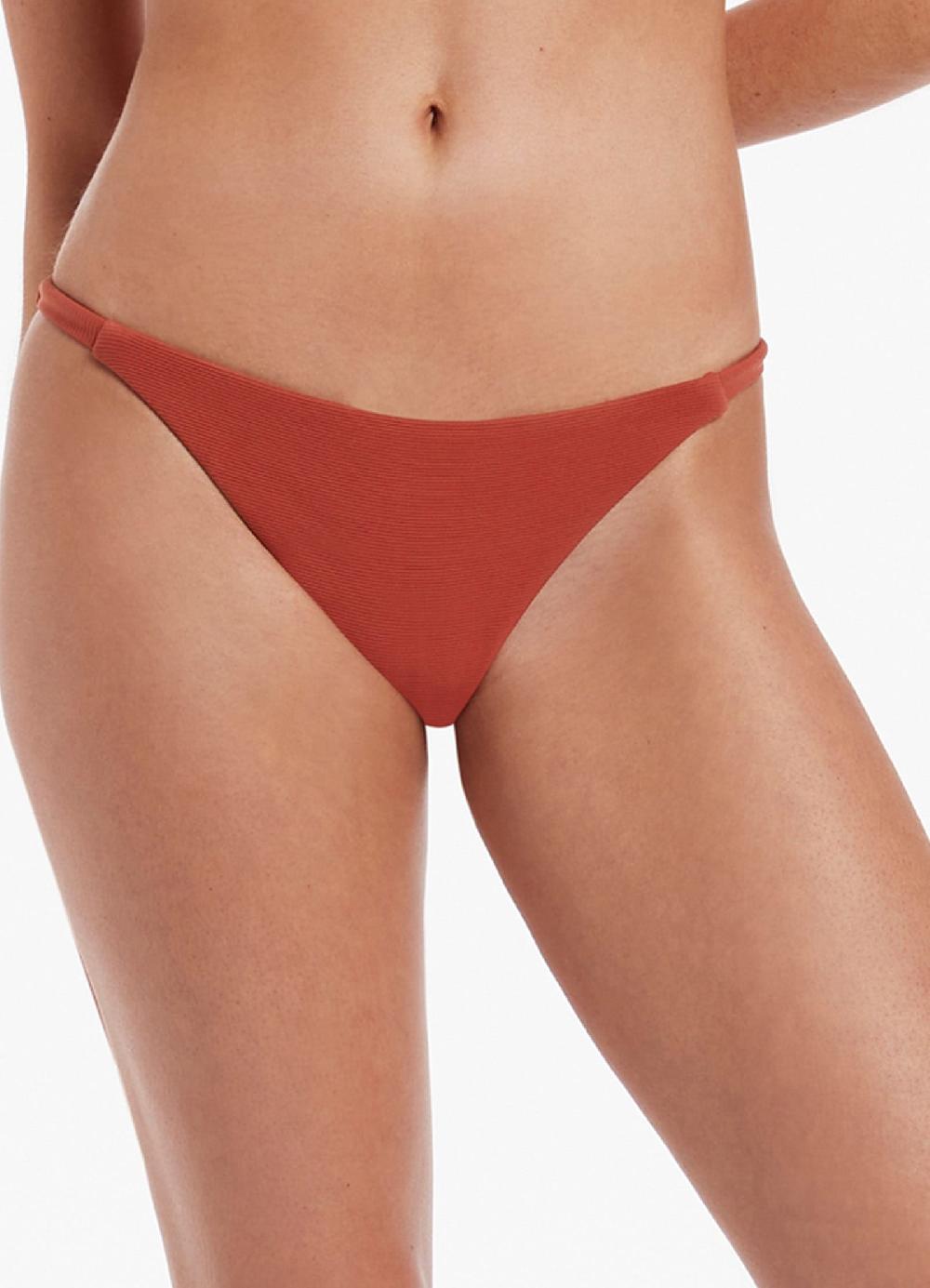 Jets Australia Isla Rib Skinny Side Hipster Bikini Bottom - Russet