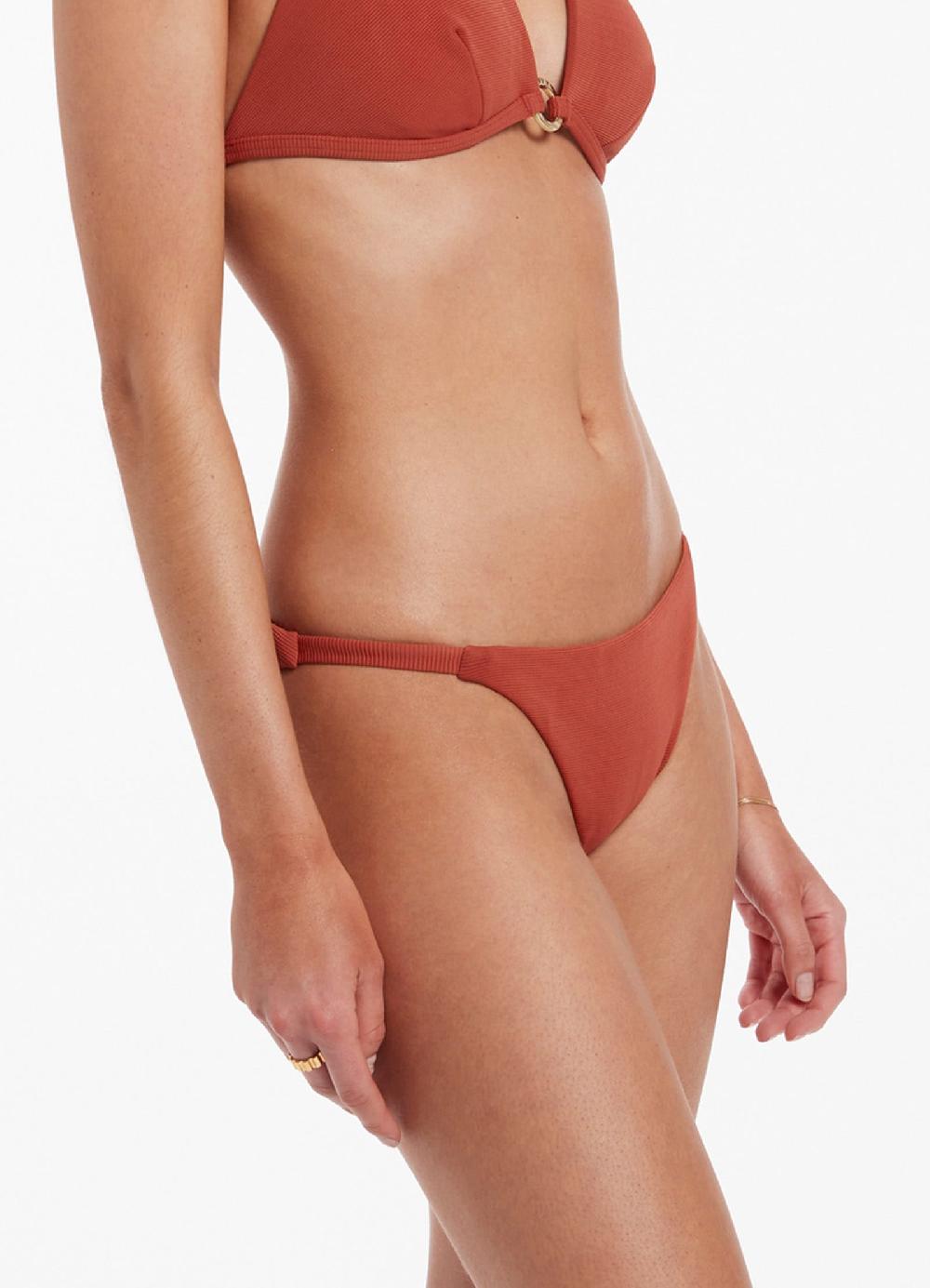 Jets Australia Isla Rib Skinny Side Hipster Bikini Bottom - Russet