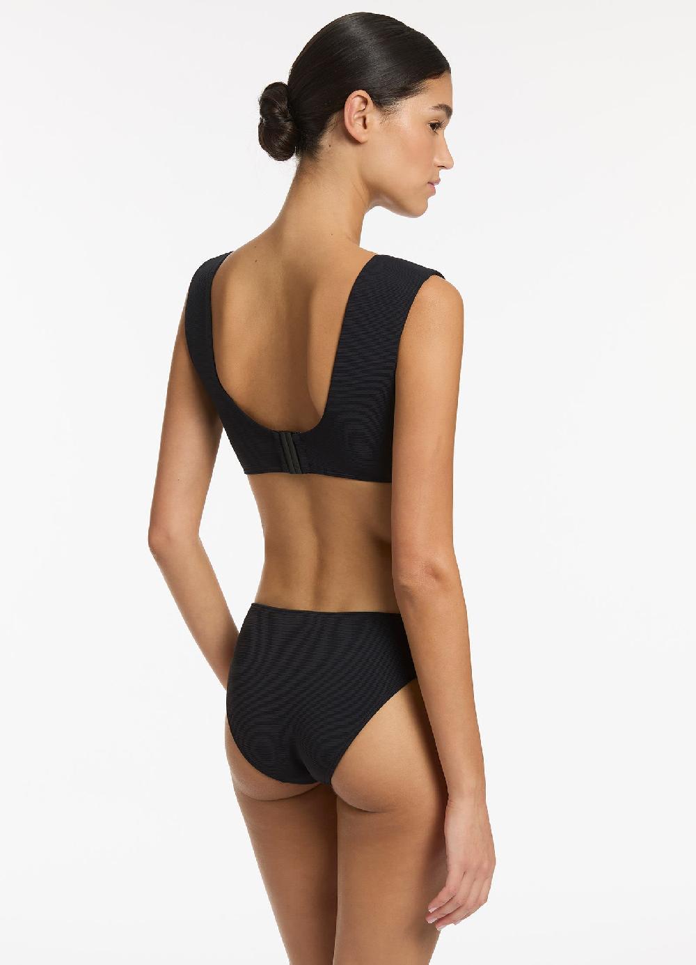 Jets Australia Isla Rib Trim Side Hipster Bikini Bottom - Black