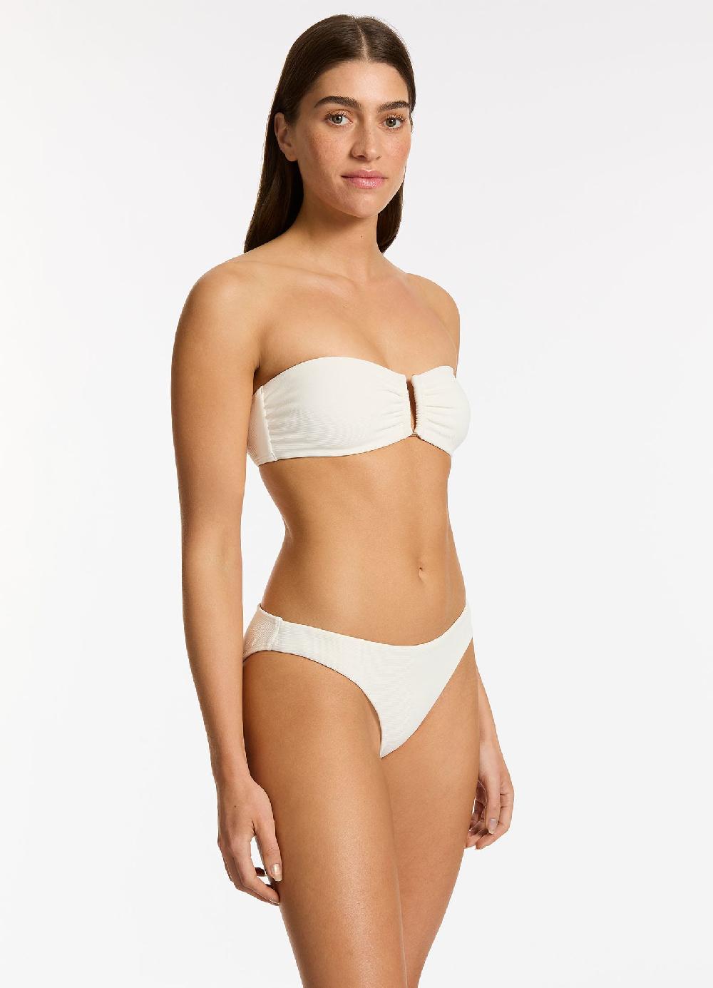 Jets Australia Isla Rib U Trim Bandeau Bikini Top - Cream