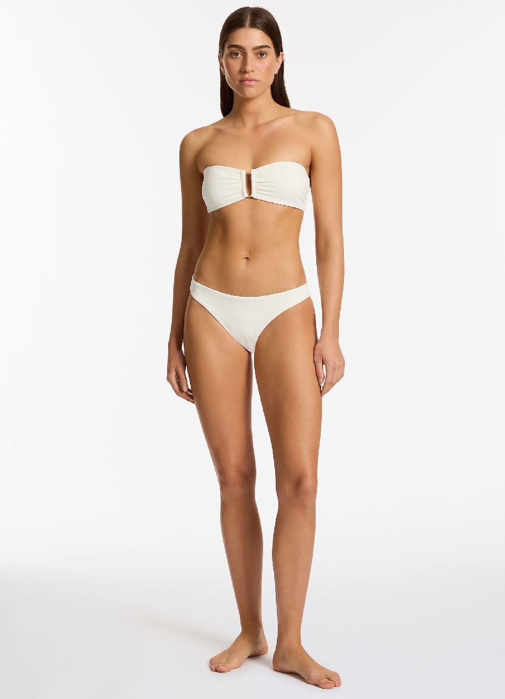 Jets Australia Isla Rib U Trim Bandeau Bikini Top - Cream