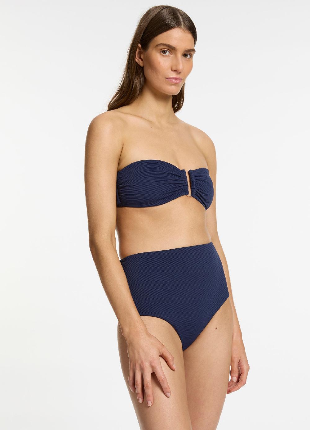 Jets Australia Isla Rib U Trim Bandeau Bikini Top - Ink