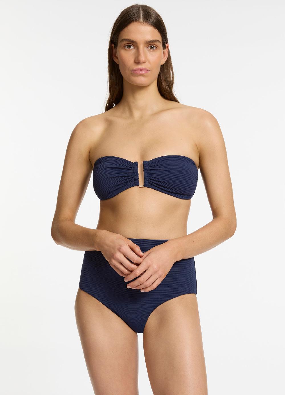 jets australia Isla Rib U Trim Bandeau Bikini Top - Ink