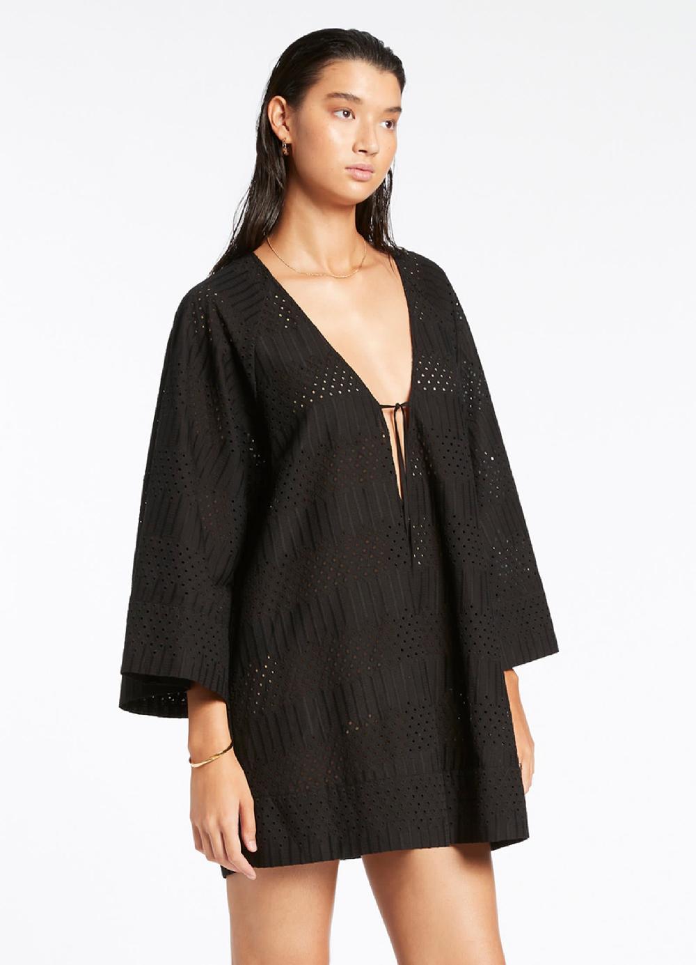 Jets Australia Broderie Kaftan - Black