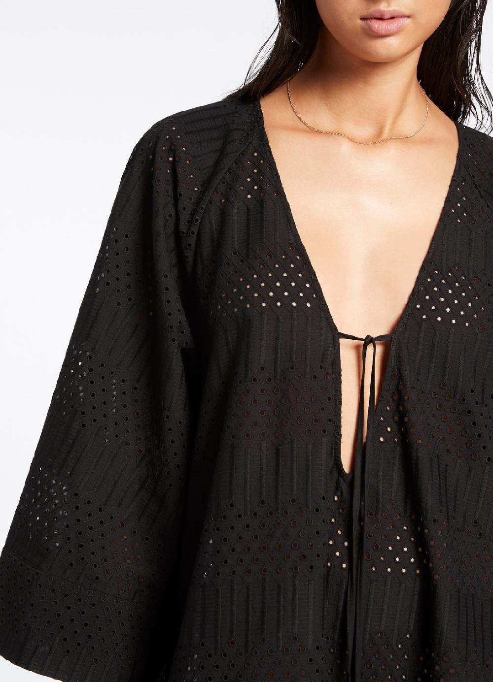 Jets Australia Broderie Kaftan - Black