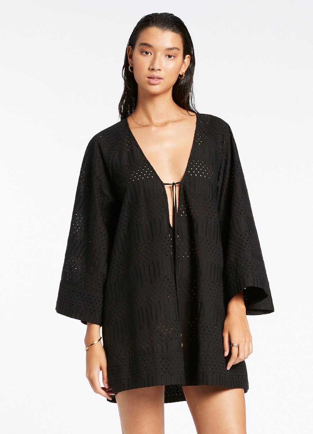 jets australia Broderie Kaftan - Black