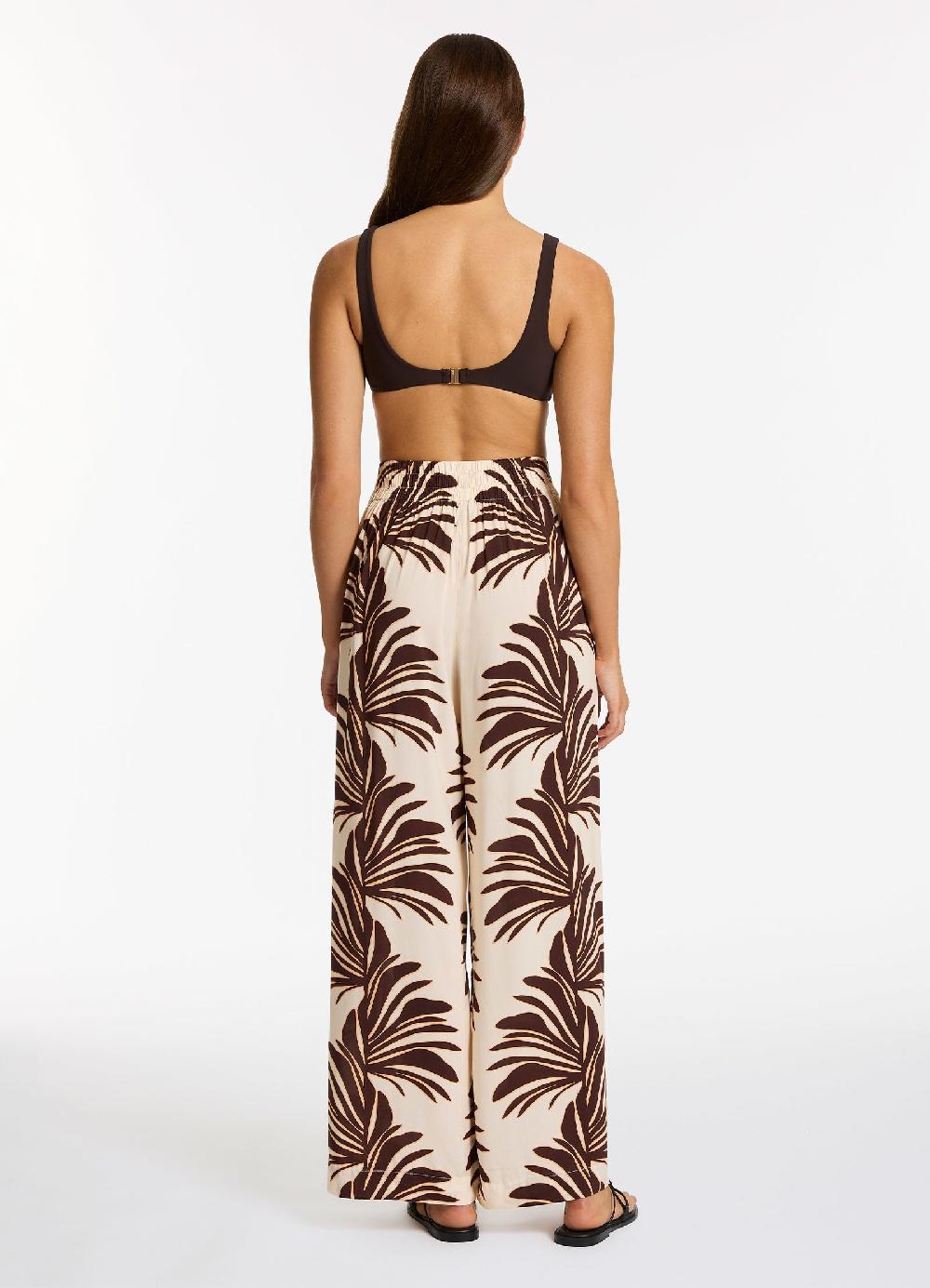 Jets Australia Dahlia Palm Wide Leg Pant - Cream