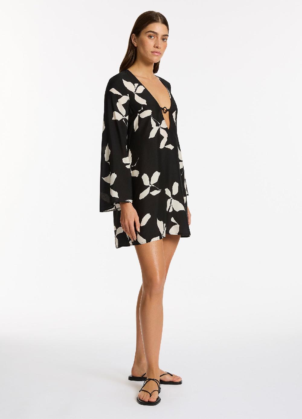 Jets Australia Elora Bloom Mini Kaftan - Black