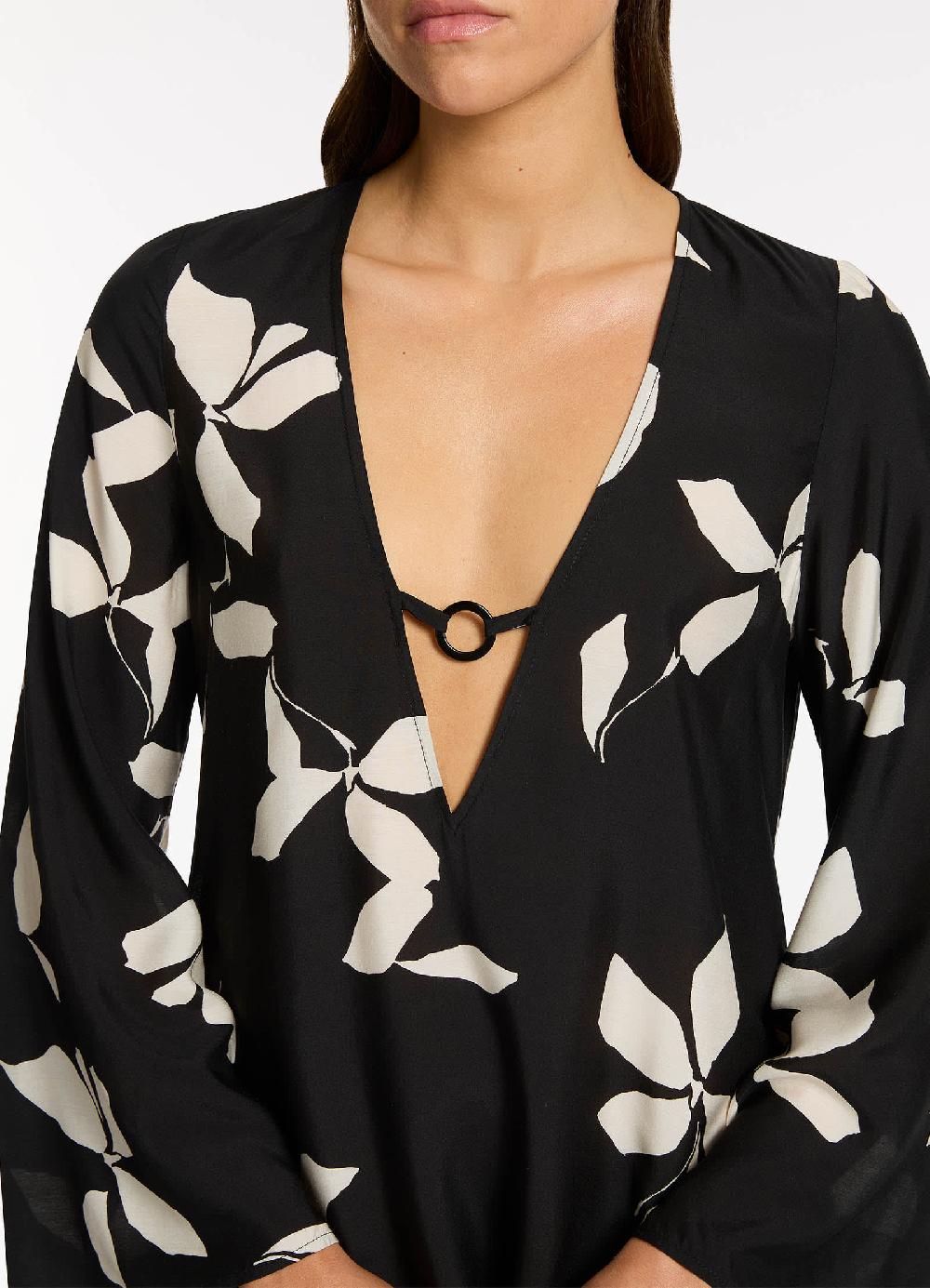 Jets Australia Elora Bloom Mini Kaftan - Black