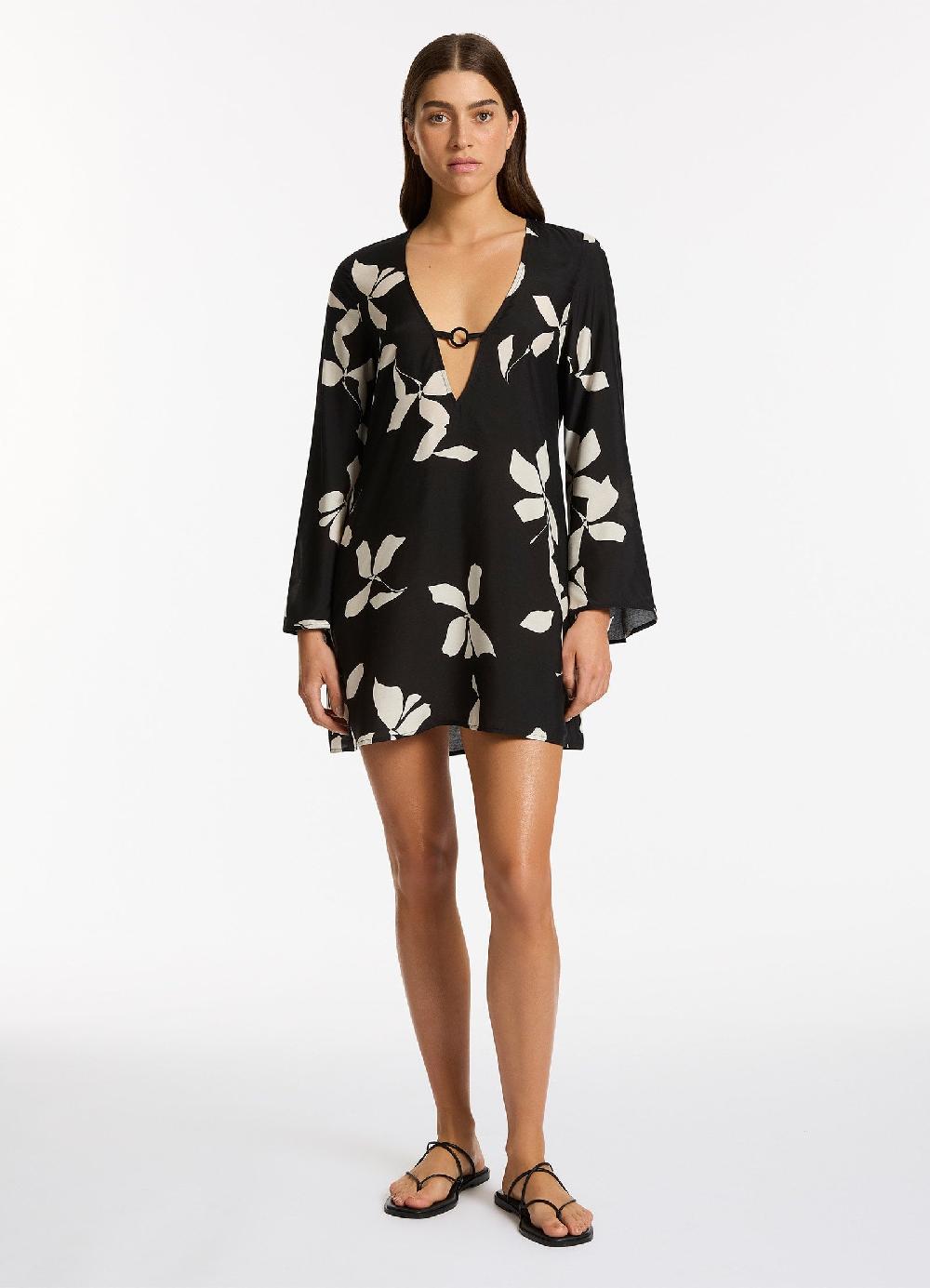 jets australia Elora Bloom Mini Kaftan - Black