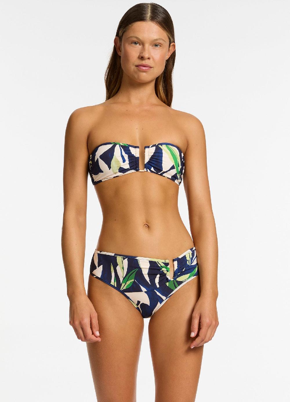 jets australia Fauna Bandeau Bikini Top - Ink