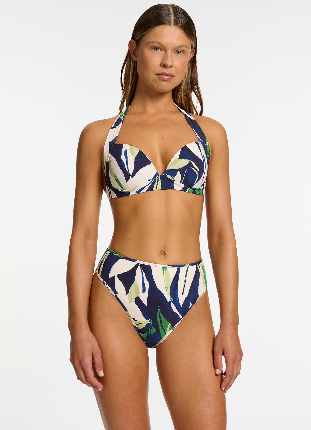 jets australia Fauna Moulded Halter Bikini Top - Ink