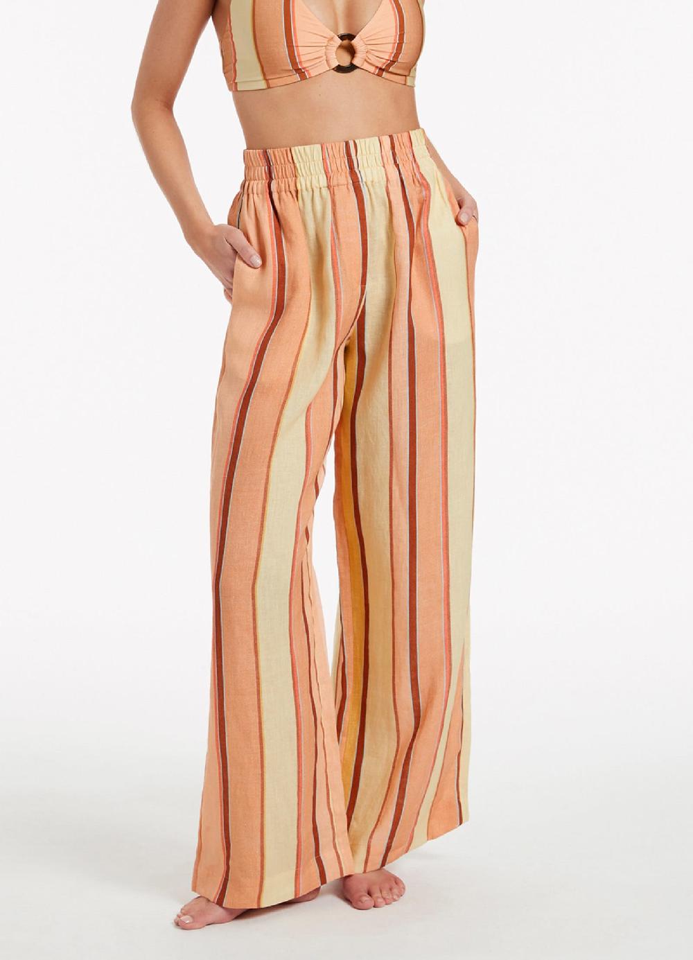 Jets Australia Fira Stripe Wide Leg Pants - Marigold