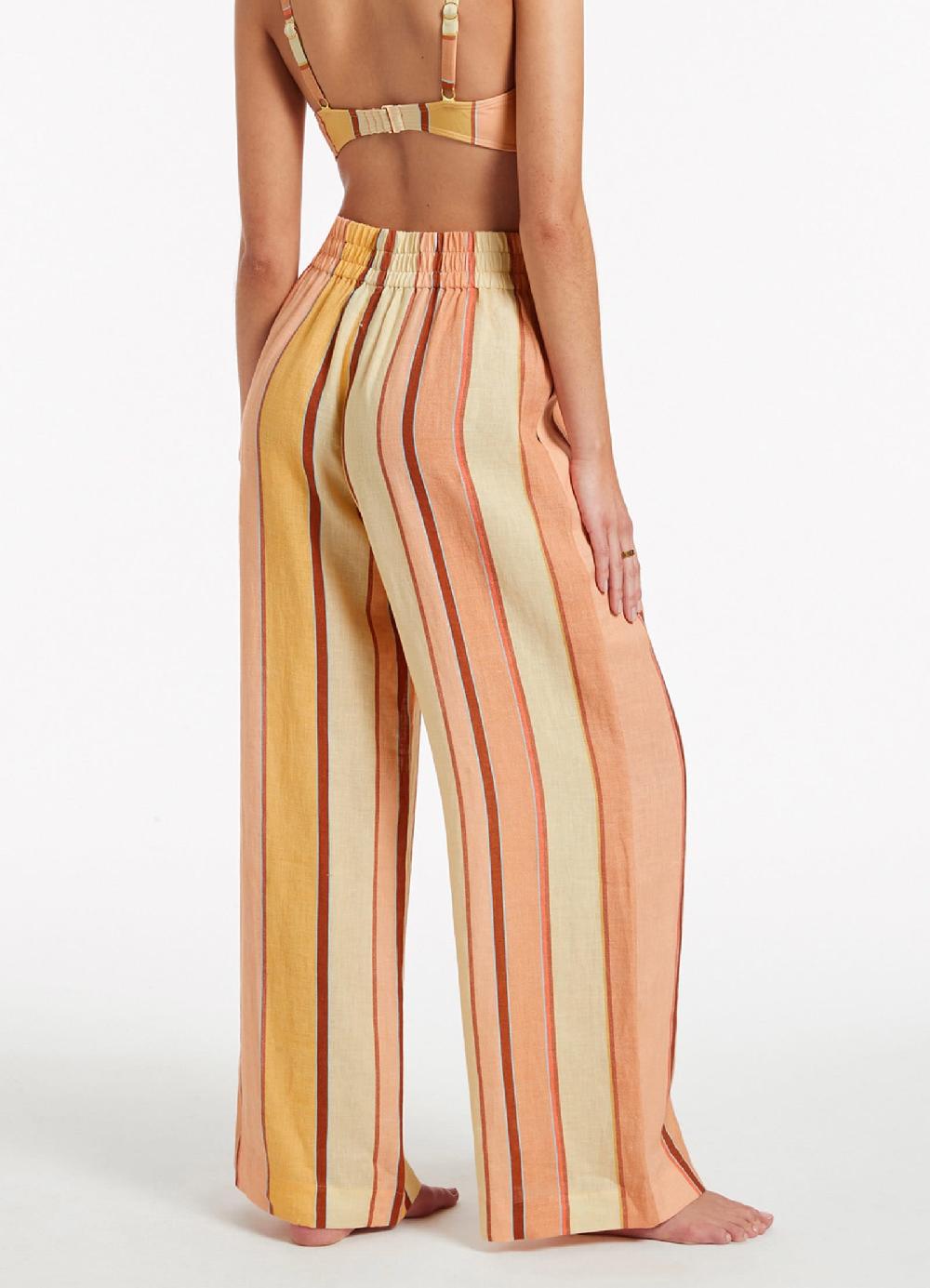 Jets Australia Fira Stripe Wide Leg Pants - Marigold