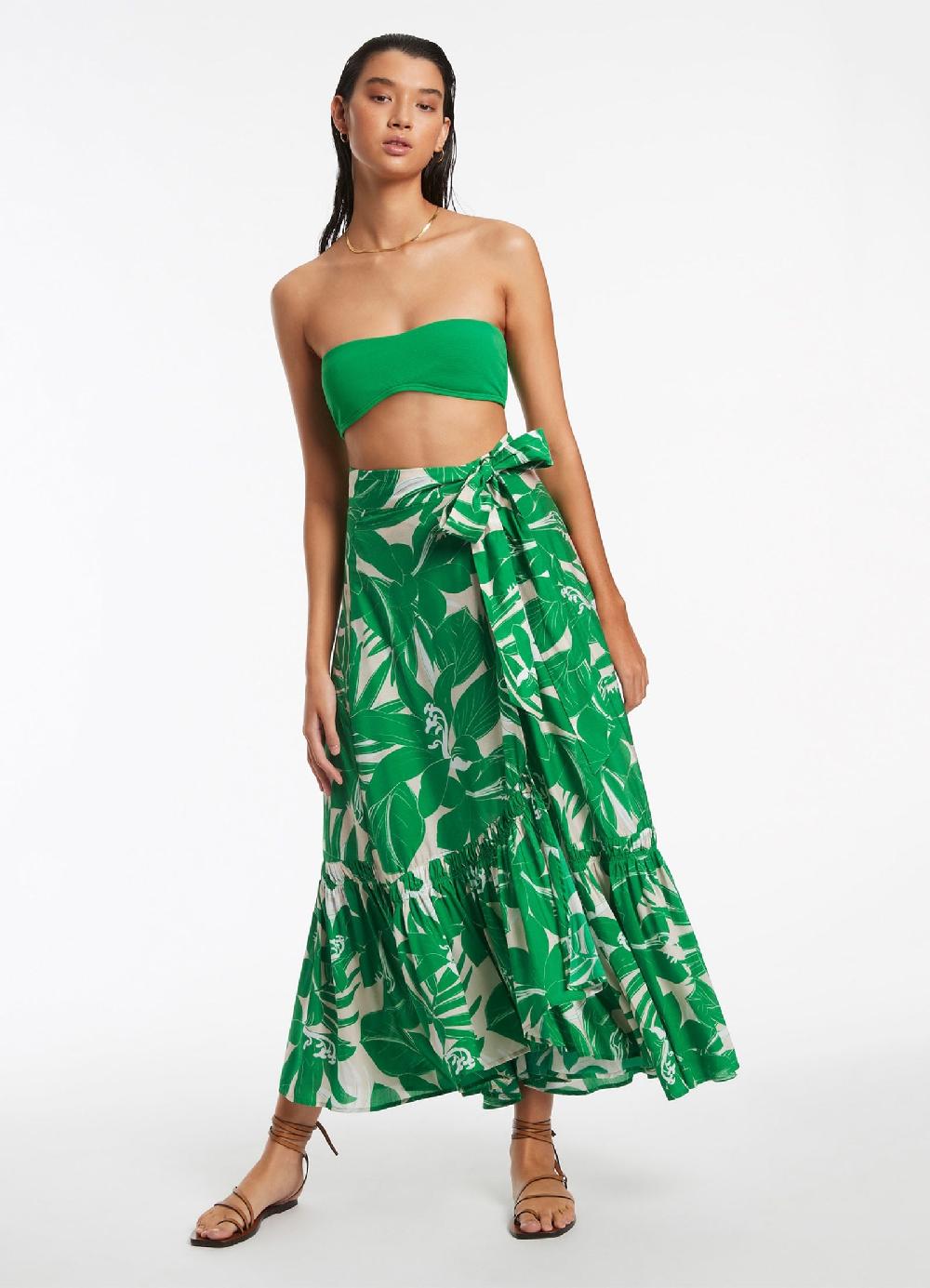 jets australia Floreale Ruffle Wrap Skirt - Green