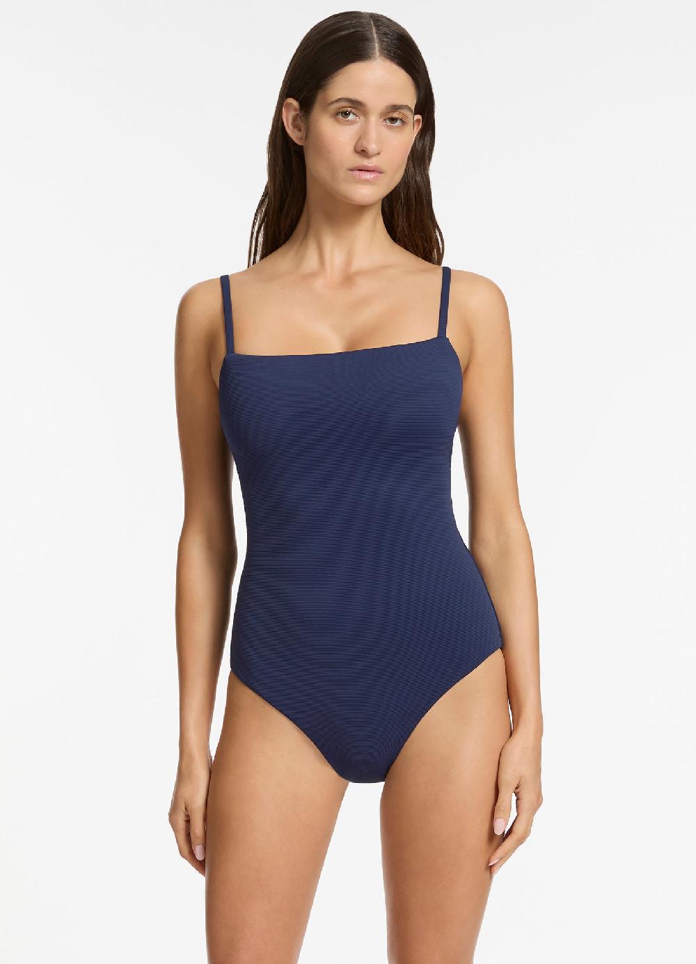 jets australia Isla Rib Minimal Tank One Piece - Ink