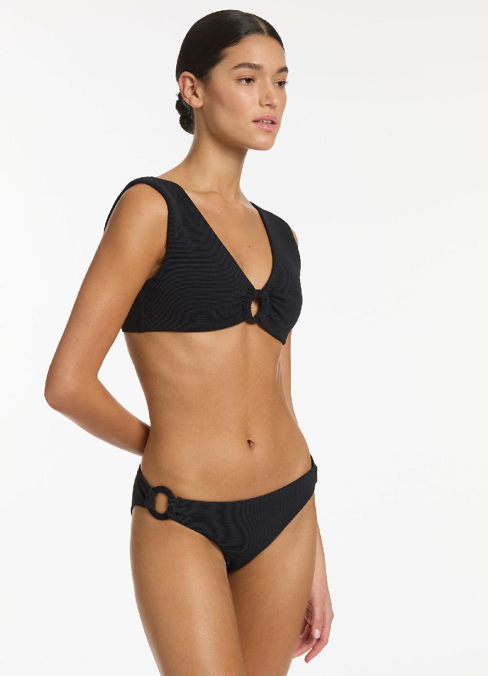 Jets Australia Isla Rib Wide Strap Top - Black
