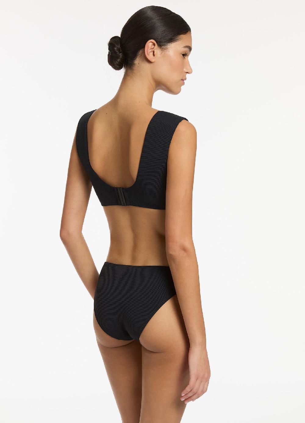 Jets Australia Isla Rib Wide Strap Top - Black