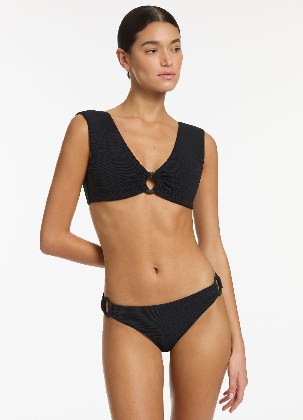 jets australia Isla Rib Wide Strap Top - Black
